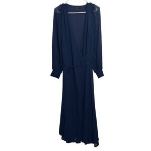 Lulu’s Navy Blue Long Sleeve Wrap Maxi Dress